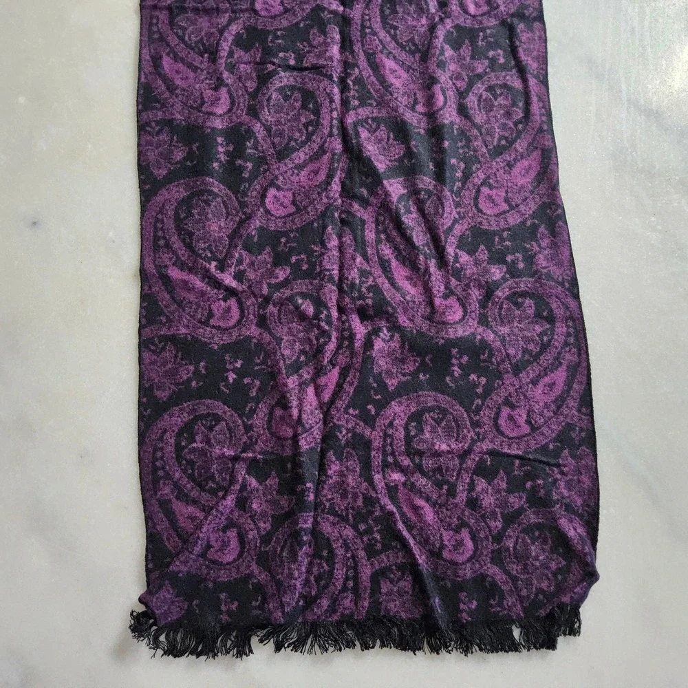 Purple Paisley Scarf‎ with Fringe Women's Fashion Accessory
